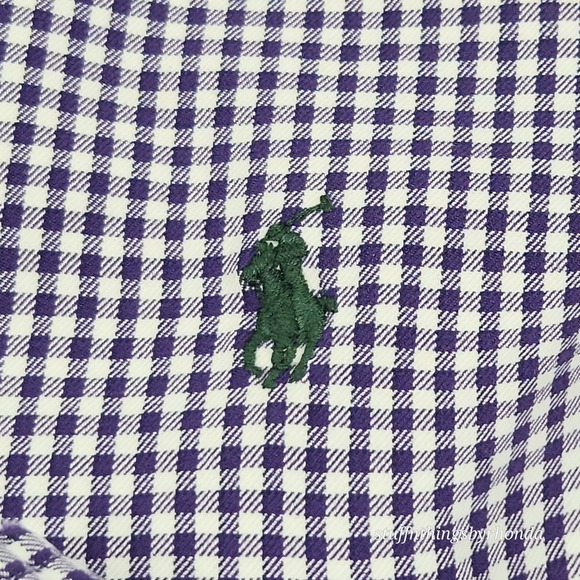 RALPH LAUREN Golf Button Down Mens XL Oxford Shirt Purple Checkered Tilden‎ - Picture 6 of 8